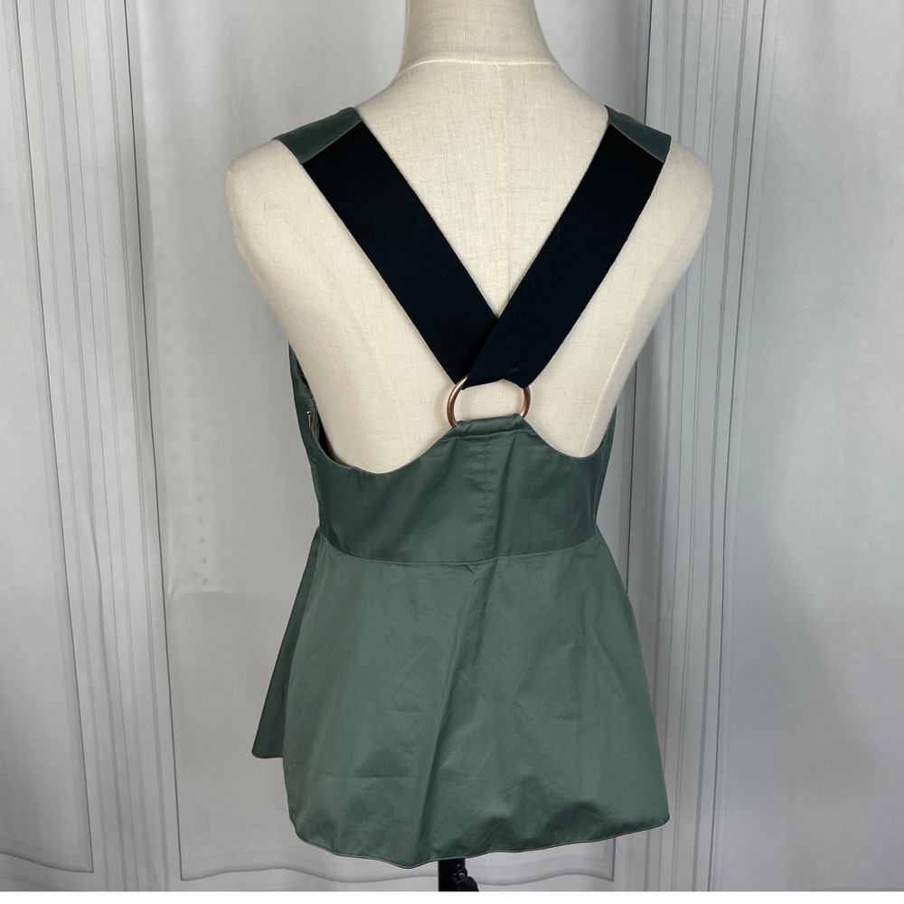 Tibi -Satin Poplin Strappy Sleeveless Top - Green - Size‎ 4